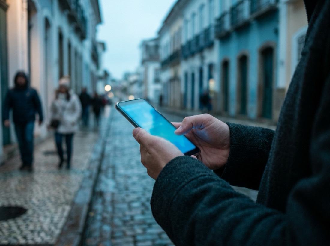 Pessoa recebendo uma mensagem no celular