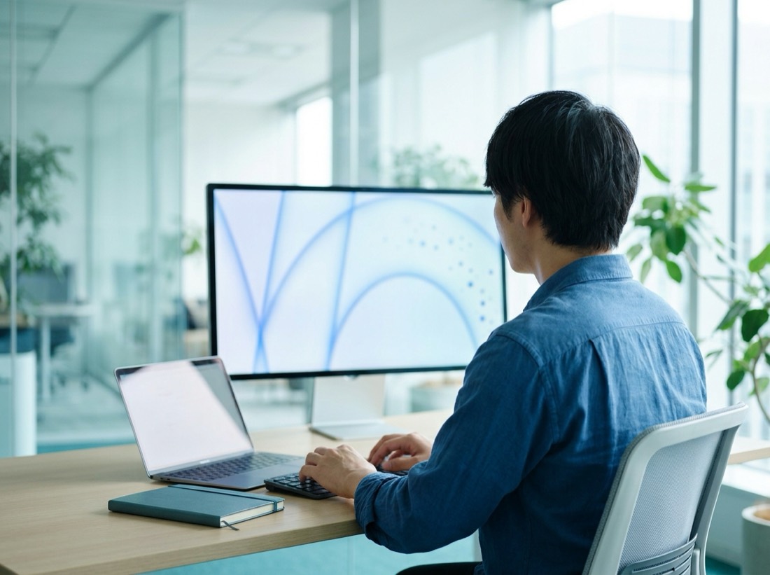 Analista observando gráficos em um monitor